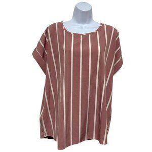 Women's Plus Size 2X Pullover Top Short Sleeve Striped Design By-Shein Curve